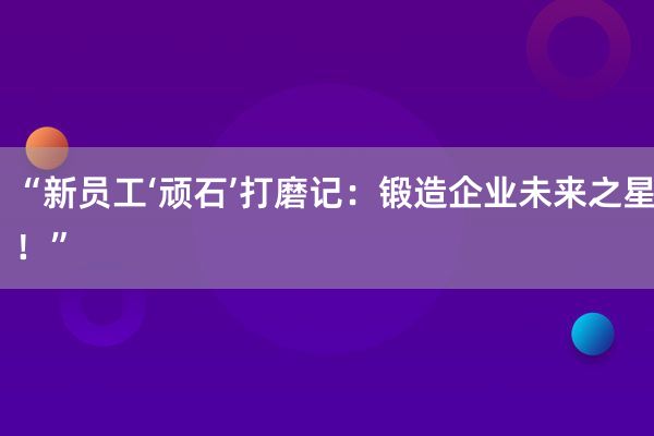 “新员工‘顽石’打磨记：锻造企业未来之星！”